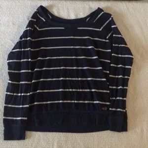Hollister navy blue white Striped shirt